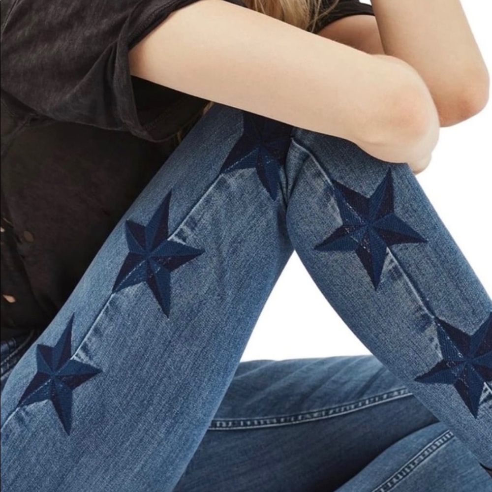 TopShop Moto Jamie Star Embroidered Skinny Jeans